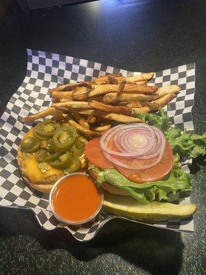 Garden burger - jalapeños extras but I love spicy