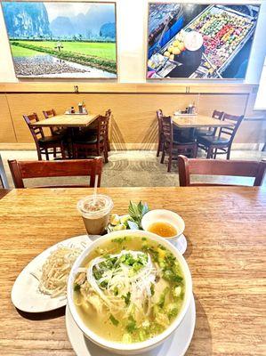 Delicious Pho Ga and Vietnamese iced coffee with the best indoor view in PDX!