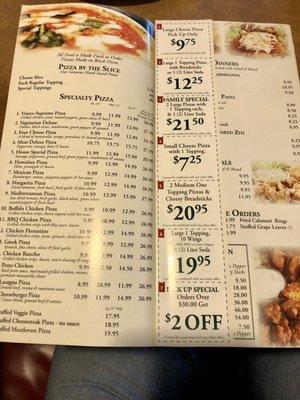 Coupons in takeout menu