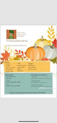 Thanksgiving menu