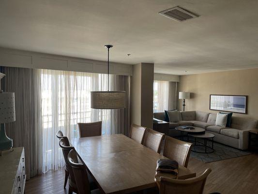 Spacious living area with dining room and living room