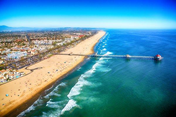 Aerial View of Downtown Huntington Beach, CA