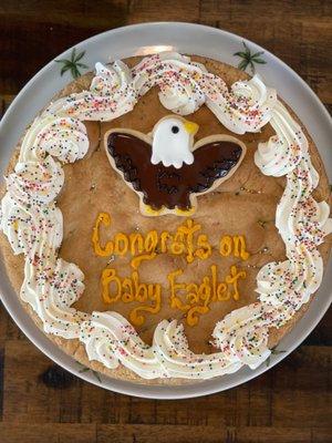 A cookie cake for a baby shower