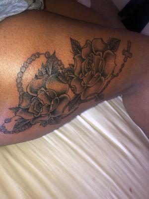 Roses and Rosary Tattoo