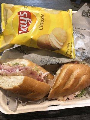 Turkey and Ham sub, with plain chips. :-)