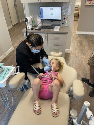 Dentist cleaning visit.