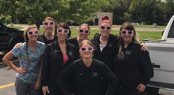 Today's Dental Tranquility Park team viewing the solar eclipse