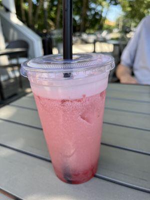 Strawberry boba tea.