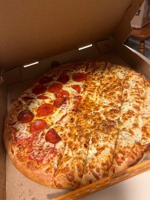 Large Half Cheese Sticks Half Pepperoni