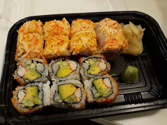 Niwana roll (top) and California roll (bottom)