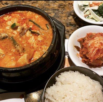 Spicy tofu soup with beaf