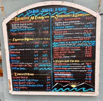 2022 Snack Shack Menu