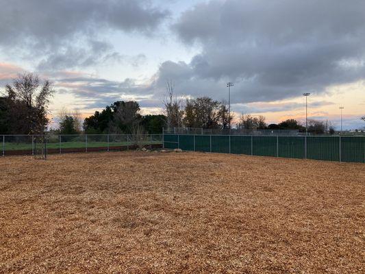 Wood chip surface prevents mud