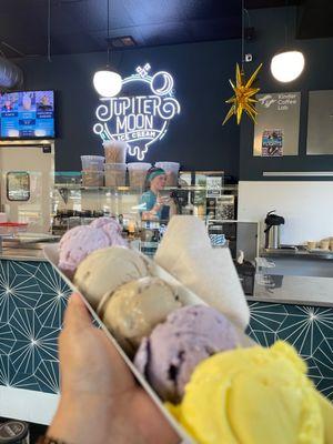 Try the ice cream flight! Always include the choices that include local berries and rhubarb - delish!!