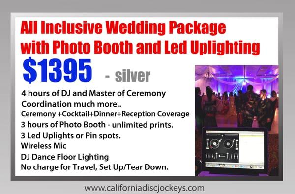 Silver Package Deal Uplights, Photo Booth, DJ.