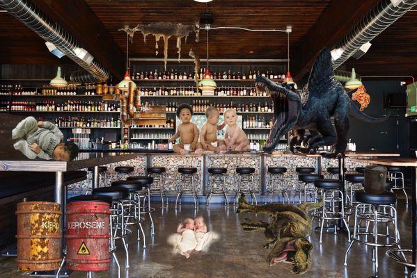 As you can see there are babys and dinosaurs all over the restaurant