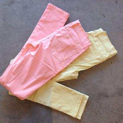 Cheer up from the bottom up with our new spring pants.  Lemon and petal - only $34.  That should make you smile :)