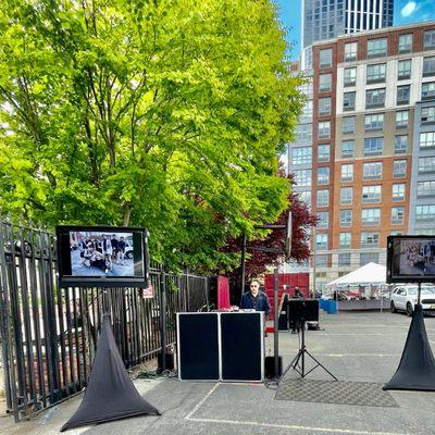 Our Karaoke dj, 2 LED SCREEN rental and Mirror Photo Booth for Graduation Dinner.