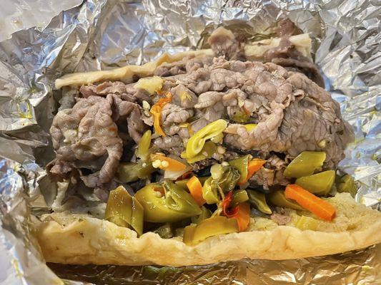 Italian Beef Sandwich w/hot peppers