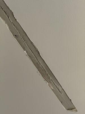 Water damaged drywall seam