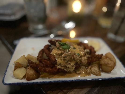 Soft shell crab with crawfish sauce