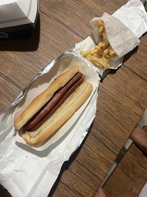 The hotdog was a hotdog. Nothing special but did the trick for a kids meal dog.