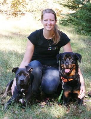 Owner of Lucky Paws - Heather Hime with two of her dogs.