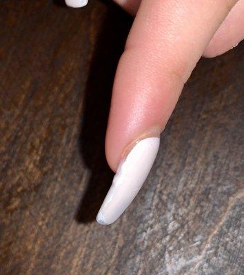 You can see two different colors on a nail