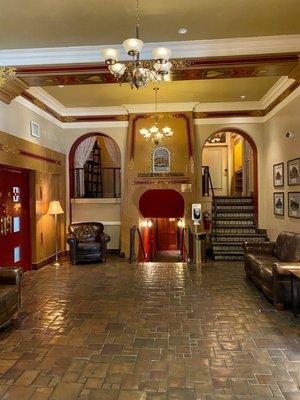 Lobby of hotel - looking towards the downstairs bar/restroom area