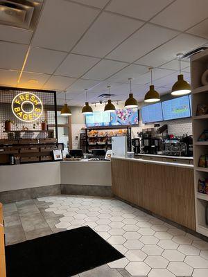 Bagel wall and cashier area