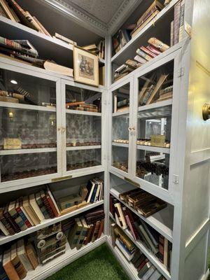 Chocolate display/ bookshelves.