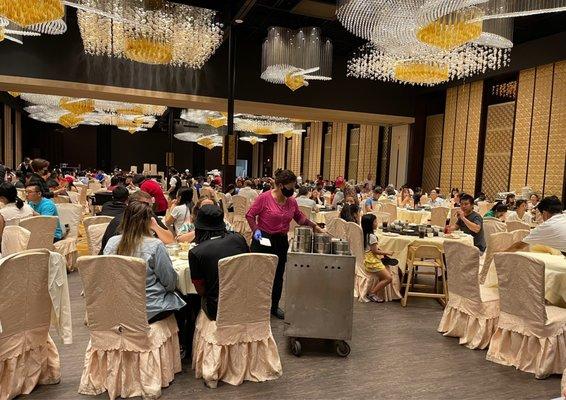 dining room with beautiful chandeliers