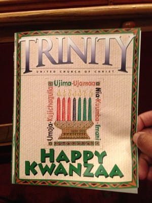 Kwanzaa service begins at 7pm.