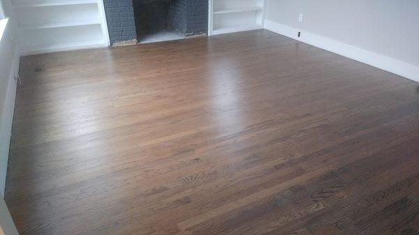 Sanded, stained and refinished floor