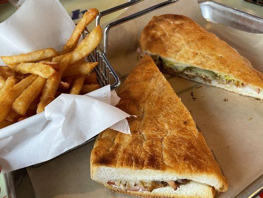 Angela's Famous Cuban Sandwich with fries