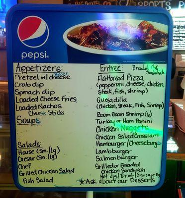 Menu board.