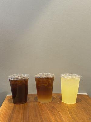 Ice tea, half and half, yuzu honey lemonade