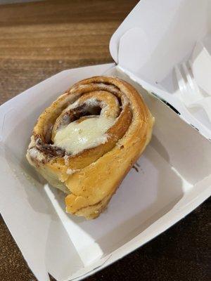 the cinnabon literrally had this little spot of frosting.