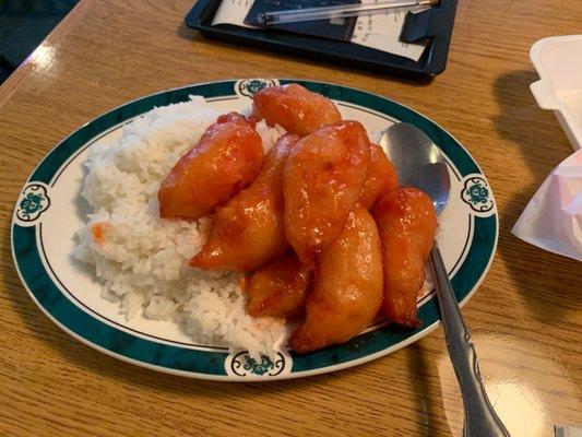 Sweet and sour shrimp the leftovers.