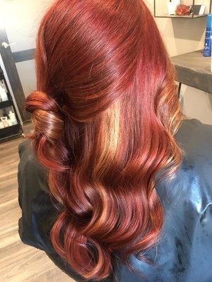 Red waves with copper color pops