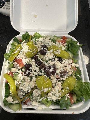 Medium Greek salad was definitely enough for at least three people