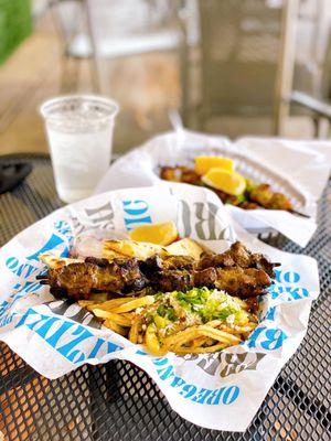 Pork souvlaki plate