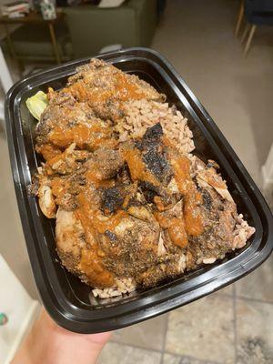 Jerk chicken takeout! Super tender and flavorful