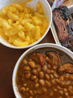 order the big sizes, you won't regret either the mac n'cheese or Barbecue beans chock full with pieces of smoked sausage.