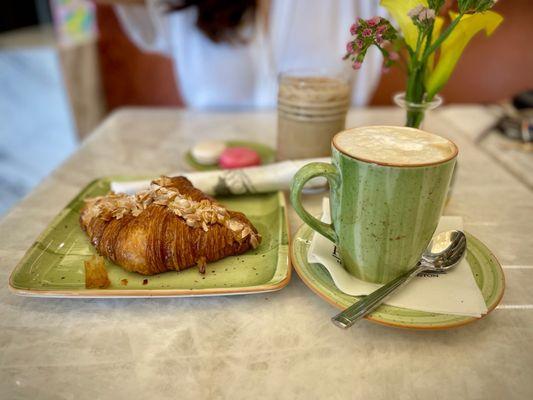 Almond Croissant and Vanilla Latte