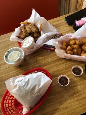 Early dinner spread in Cuero.