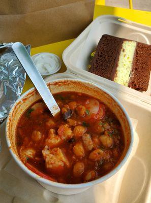 Posole and cake