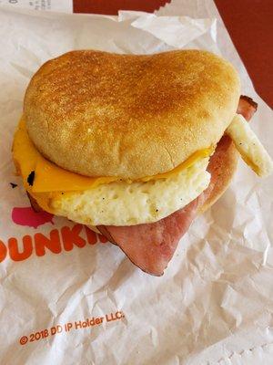 Ham, egg and cheese English muffin