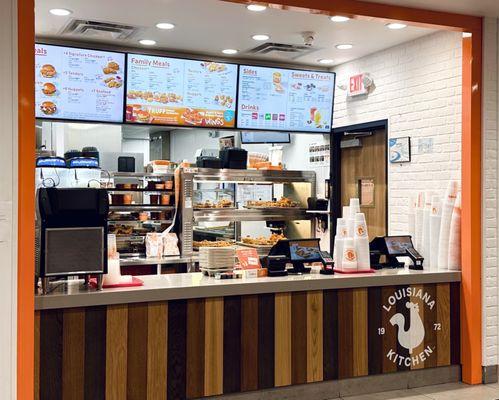 Front counter with menus.