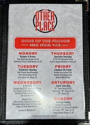 Daily Food and Drink Specials